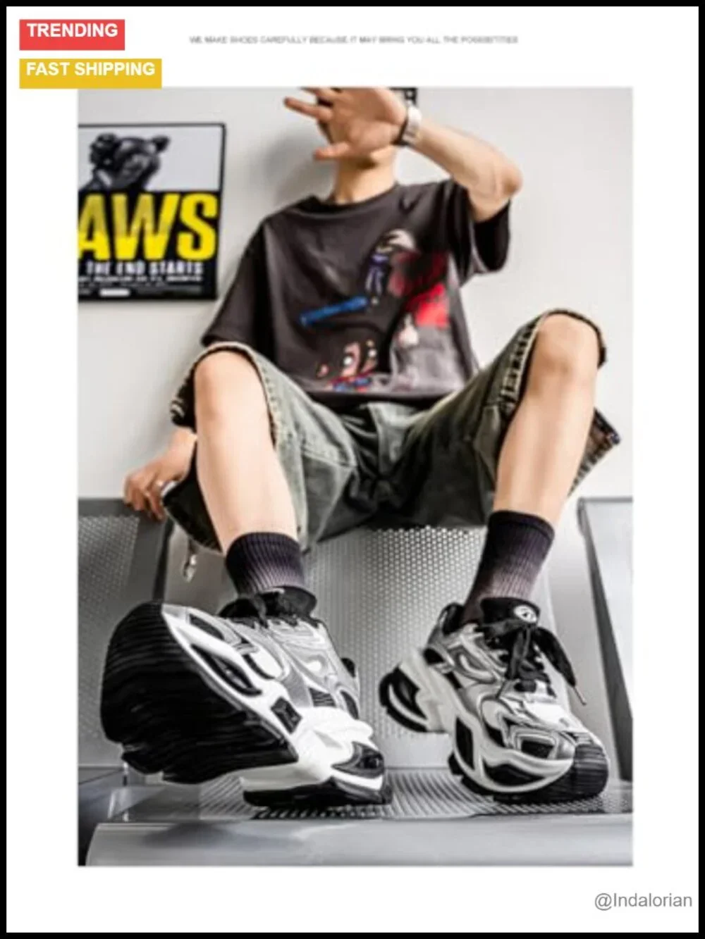 Men's Fashion Sneakers Chunky Platform Lace-Up PU Leather Casual Walking Shoes